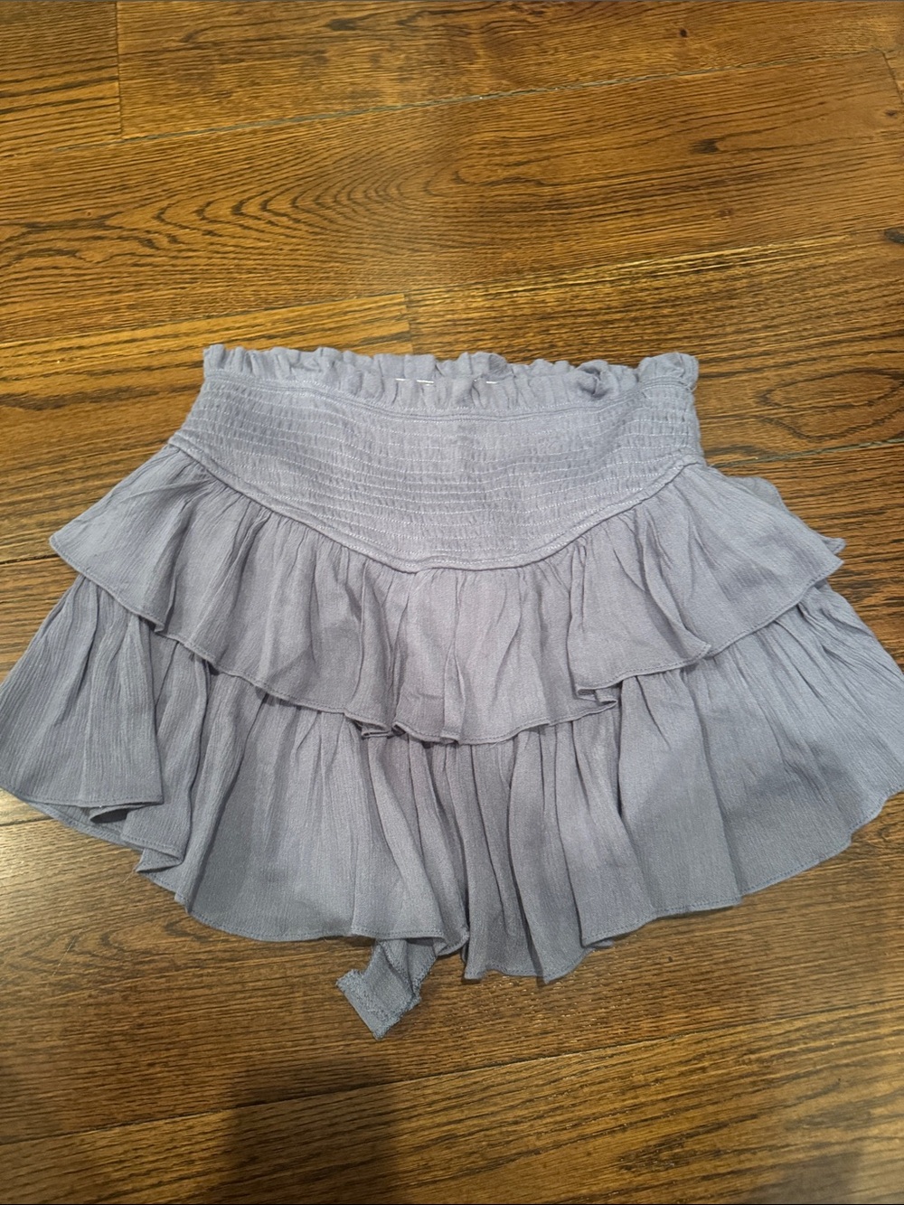 Mustard Seed Lavender Gray Smocked Ruffled Mini Skirt